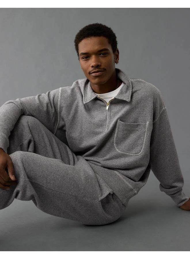 American Eagle AE Quarter-Zip Polo Collar Sweatshirt