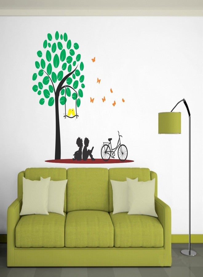 Walltech Set of 2 Wall Sticker Bird House On A Branch and Kids Under The Tree Wall Sticker - Image 3