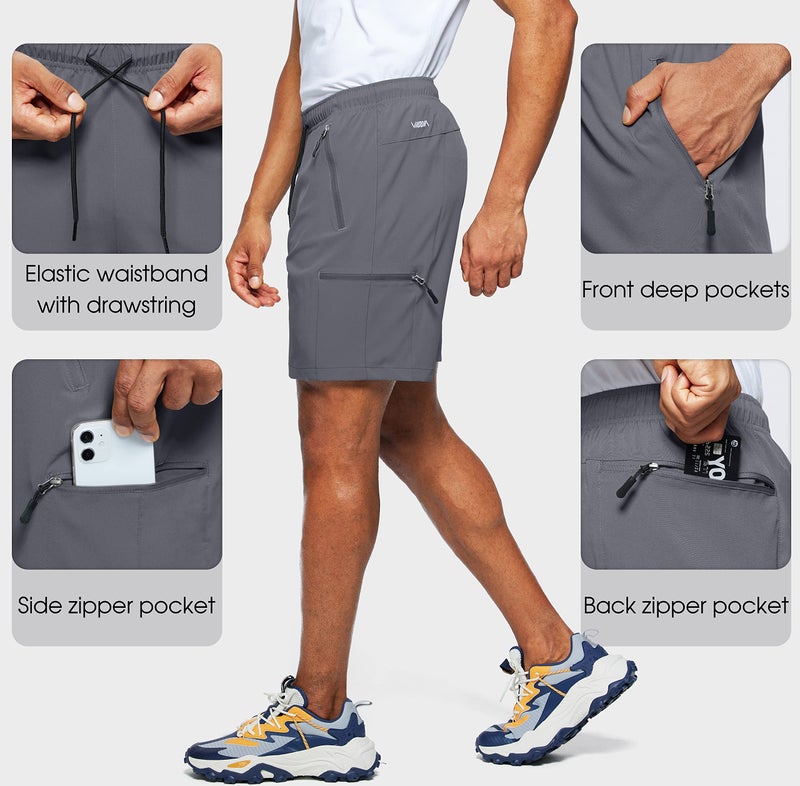 Viodia Men's Hiking Cargo Shorts Stretch Quick Dry Lightweight Workout Shorts for Men Casual Fishing Athletic Shorts with Pockets Dark Grey - Image 4