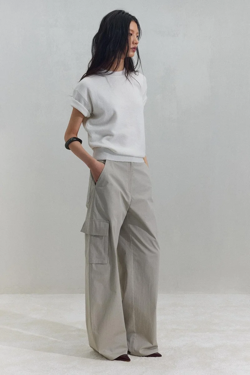 سود كوليكشن Ecru Robe Short Sleeve Sweater