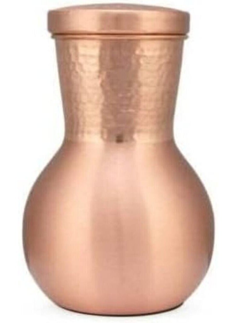 أفا AVA DESIGNZ Handmade Pure Copper Water Pitcher | Bedside Carafe with Tumbler | Ideal Drinkware With Ayurveda and Yoga Benefits (1500ML) - Image 1