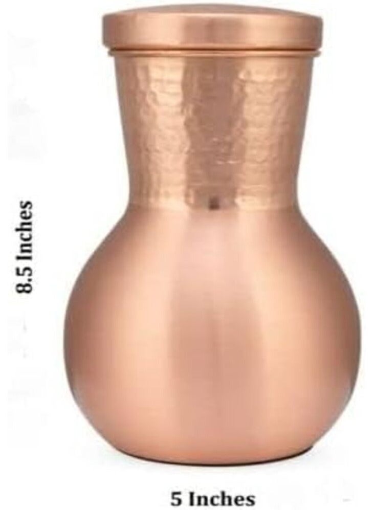 أفا AVA DESIGNZ Handmade Pure Copper Water Pitcher | Bedside Carafe with Tumbler | Ideal Drinkware With Ayurveda and Yoga Benefits (1500ML) - Image 4