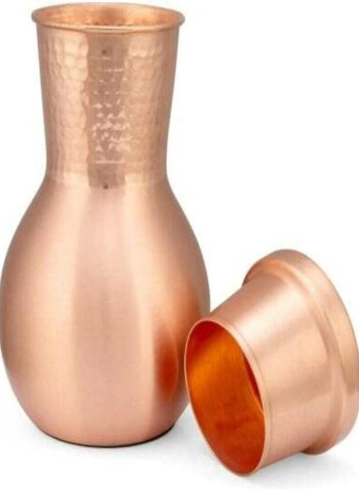 أفا AVA DESIGNZ Handmade Pure Copper Water Pitcher | Bedside Carafe with Tumbler | Ideal Drinkware With Ayurveda and Yoga Benefits (1500ML) - Image 5