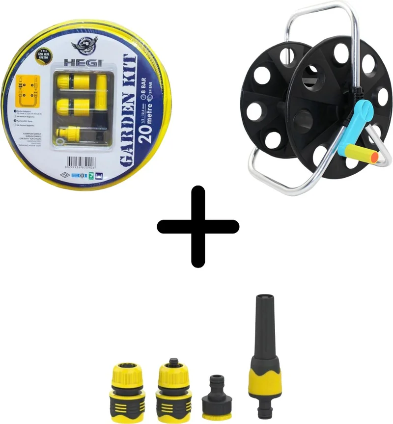 Hegi 20 Meter Garden Irrigation Hose and Reel Set