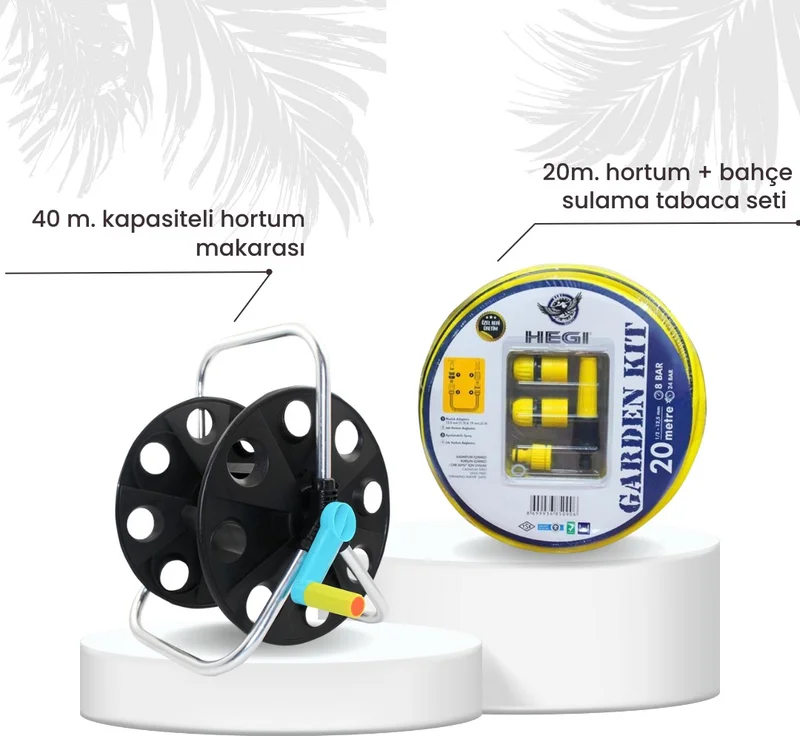 Hegi 20 Meter Garden Irrigation Hose and Reel Set