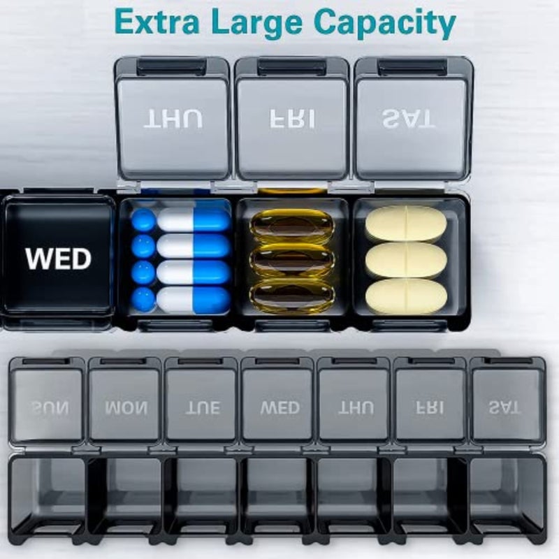 NB Extra Large Weekly Pill Organizer, Weekly Pill Box, 7 Day Pill Case, Oversize Daily Medicine Pill Dispenser, Daily Pill Cases for Pills/Vitamin/Fish Oil/Supplements - Image 5