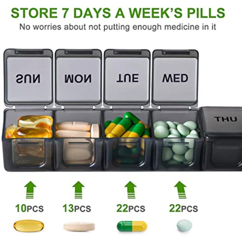 NB Extra Large Weekly Pill Organizer, Weekly Pill Box, 7 Day Pill Case, Oversize Daily Medicine Pill Dispenser, Daily Pill Cases for Pills/Vitamin/Fish Oil/Supplements - Image 2