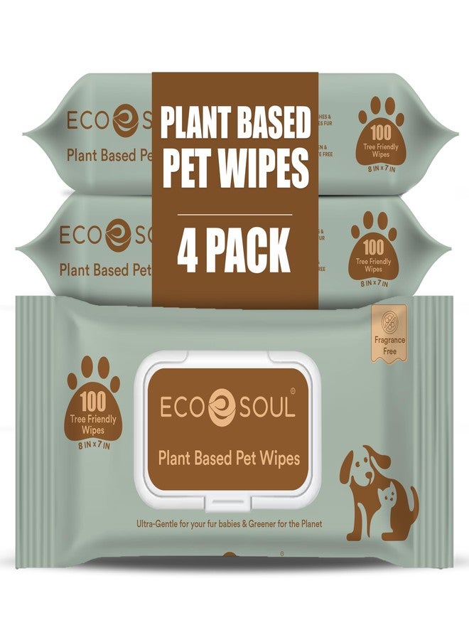 ECO SOUL Pet Wipes for Dogs & Cats, Unscented Large Cleaning Wipes with Aloe Vera & Jojoba Oil | (100 Count Each, Pack of 4) - Image 1