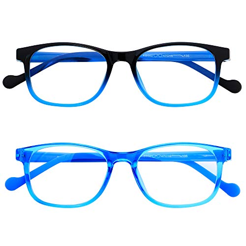 ANDWOOD Blue Light Glasses Kids Girls Boys 2 Pack Computer Gaming Anti Blue Ray Age3-12 TR90 Frame Unbreakable Eyeglasses Black Blue - Image 5