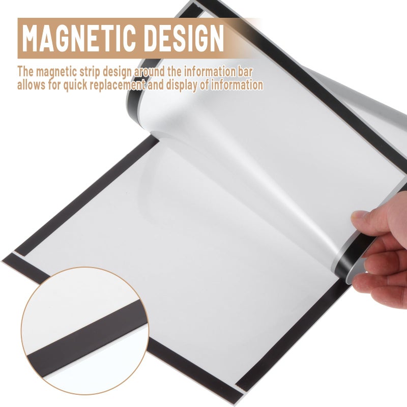 Hlimior 15 Pack Magnetic Sign Holder 8.1 x 11.4 Inch, Self Adhesive Magnetic Frames for Wall, Quick-Change Document Holder & Poster Frame for Office, Classroom, Store Display, Silver - Image 3