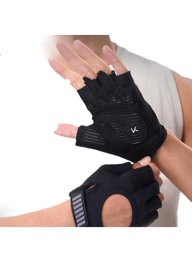 Keep Fitness Gloves For Men And Women With 3D Palm Pads, Dumbbell And Equipment Wrist Guards For Strength Training, Wear-Resistant And Non-Slip, Black, Size M - Image 2