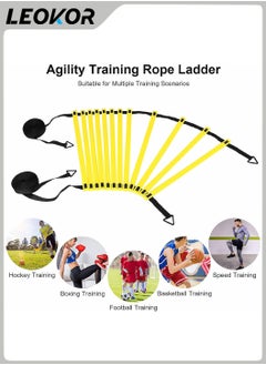 LEOKOR Speed Agility Training Set,Includes 12 Rung Agility Ladder,10 Disc Cones, Jump Rope, Resistance Bands, Running Parachute,Basketball Equipment Football Fitness Training  - Image 2