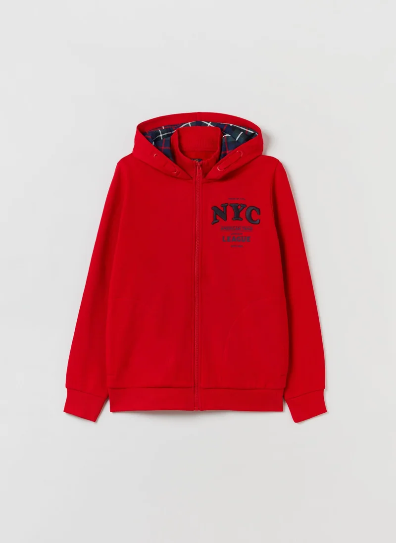 او في اس Ovs Boys Full-Zip Hoodie With Embroidered Lettering