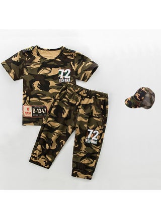 الزي العسكري للأطفال بدلة مموهة للأولاد زي الشرطة بأكمام قصيرة زي صف رياض الأطفال زي الأولاد الرياضي للقوات الخاصة الزي العسكري الموضة