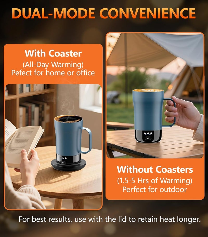 PUSEE Self-Heating Coffee Mug, 14oz Heated Coffee Mug - Rechargeable Temperature Control Coffee Mug Keep Coffee Hot All Day, Smart Mug Great Gift for Coffee Lovers & Slow Sippers - Image 3