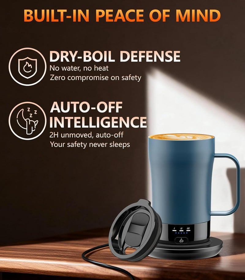PUSEE Self-Heating Coffee Mug, 14oz Heated Coffee Mug - Rechargeable Temperature Control Coffee Mug Keep Coffee Hot All Day, Smart Mug Great Gift for Coffee Lovers & Slow Sippers - Image 4