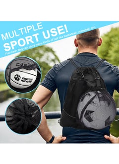 Y&D Drawstring Football Bag Soccer Backpack with Detachable Mesh Waterproof Draw String Back Sack Zip Pocket  - Image 4