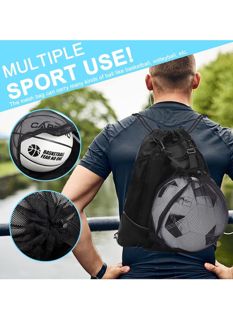 Y&D Drawstring Football Bag Soccer Backpack with Detachable Mesh Waterproof Draw String Back Sack Zip Pocket - Image 4