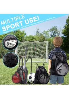Y&D Drawstring Football Bag Soccer Backpack with Detachable Mesh Waterproof Draw String Back Sack Zip Pocket  - Image 5
