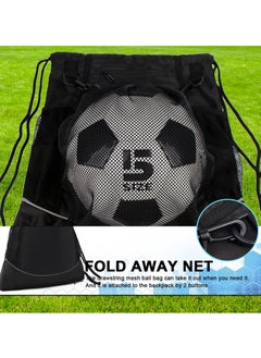 Y&D Drawstring Football Bag Soccer Backpack with Detachable Mesh Waterproof Draw String Back Sack Zip Pocket  - Image 2