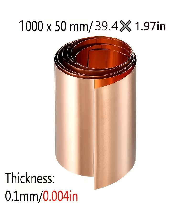 Pure Copper Sheet Roll 1000x50mm 0.1mm Thick Metal Foil for Crafts DIY - Image 2