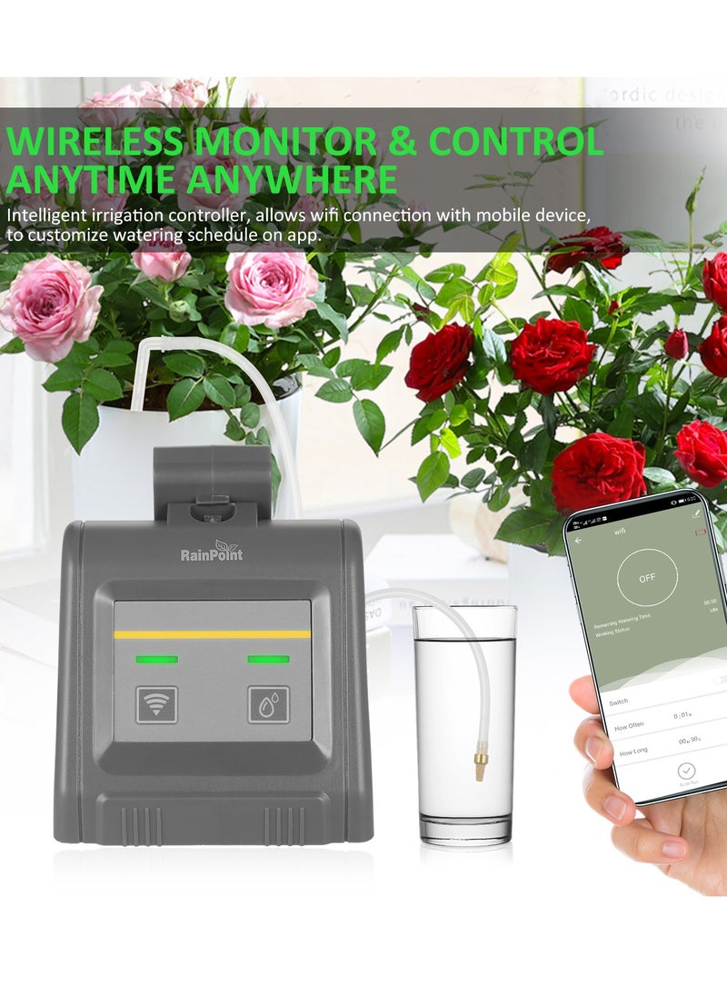RAINPOINT - Wifi Programmable Watering Timer Intelligent Irrigation Controller Automatic Watering System with Drippers Tubing Barb Fittings for Home Garden Balcony Greenhouse - Image 1