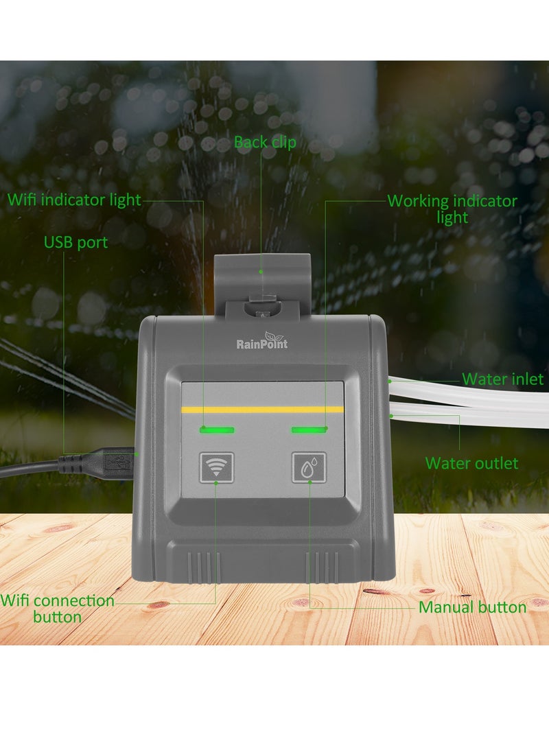 RAINPOINT - Wifi Programmable Watering Timer Intelligent Irrigation Controller Automatic Watering System with Drippers Tubing Barb Fittings for Home Garden Balcony Greenhouse - Image 1