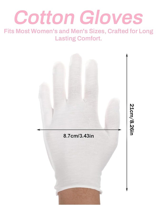 6 Pairs White Cotton Gloves White Gloves for Inspection Photo Jewelry Silver Coin Archive Serving Costume Cotton Gloves for Dry Hands Women Men Eczema Moisturizing SPA - Image 3