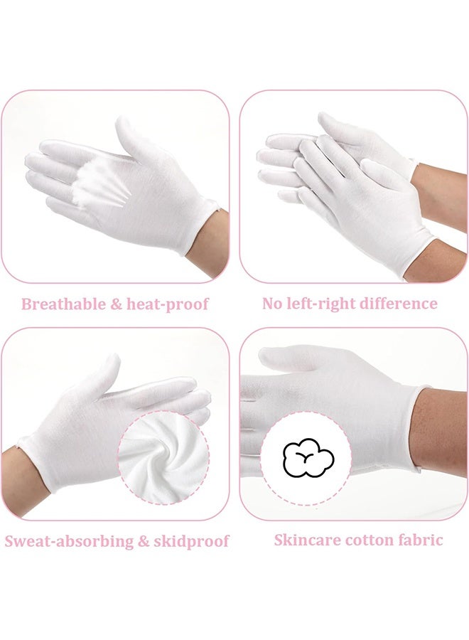 6 Pairs White Cotton Gloves White Gloves for Inspection Photo Jewelry Silver Coin Archive Serving Costume Cotton Gloves for Dry Hands Women Men Eczema Moisturizing SPA - Image 4