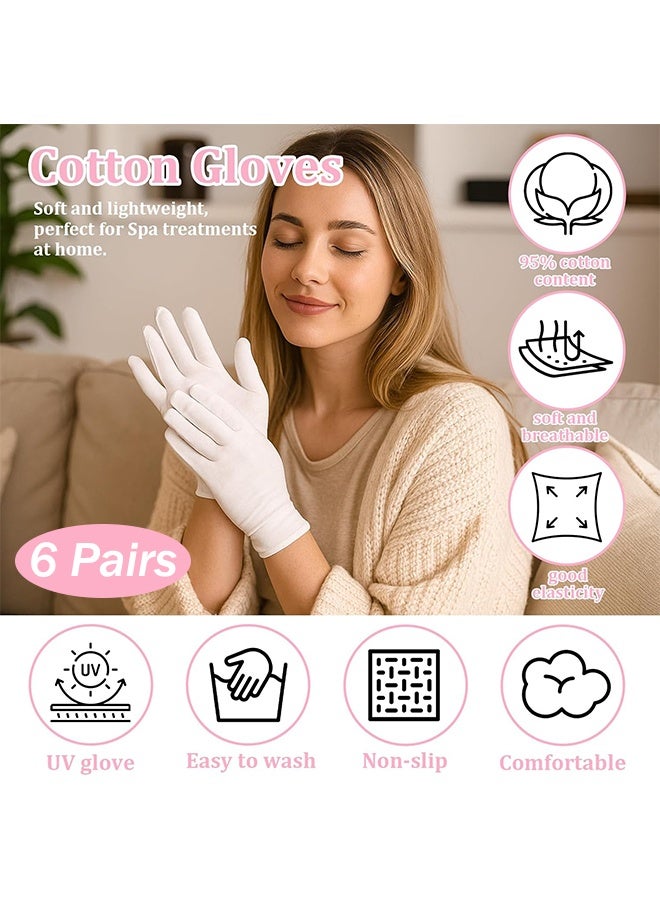 6 Pairs White Cotton Gloves White Gloves for Inspection Photo Jewelry Silver Coin Archive Serving Costume Cotton Gloves for Dry Hands Women Men Eczema Moisturizing SPA - Image 2