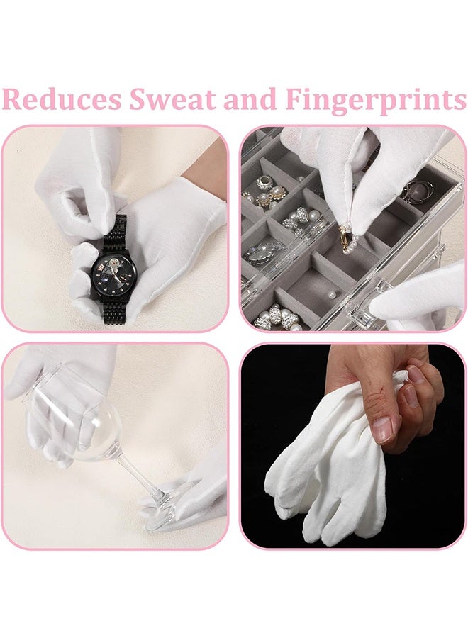 6 Pairs White Cotton Gloves White Gloves for Inspection Photo Jewelry Silver Coin Archive Serving Costume Cotton Gloves for Dry Hands Women Men Eczema Moisturizing SPA - Image 5