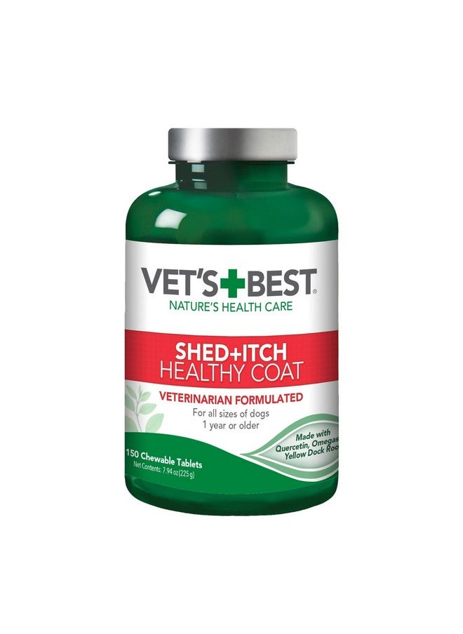 Vet's Best Vet's Best Healthy Coat Shed & Itch Relief Dog Supplements | Relieve Dogs Skin Irritation and Shedding Due to Seasonal Allergies or Dermatitis | 150 Chewable Tablets  - Image 1
