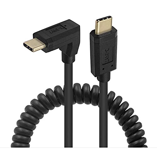 Kework 6 Feet 3A & 10Gbps USB 3.1 Type C Coiled Cable, Straight Male to UP & Down Angle Male USB C Sync Charging & Data Transferring High Speed Spring Spiral Cord, 4K@60hz AV Monitor Cable - Image 3