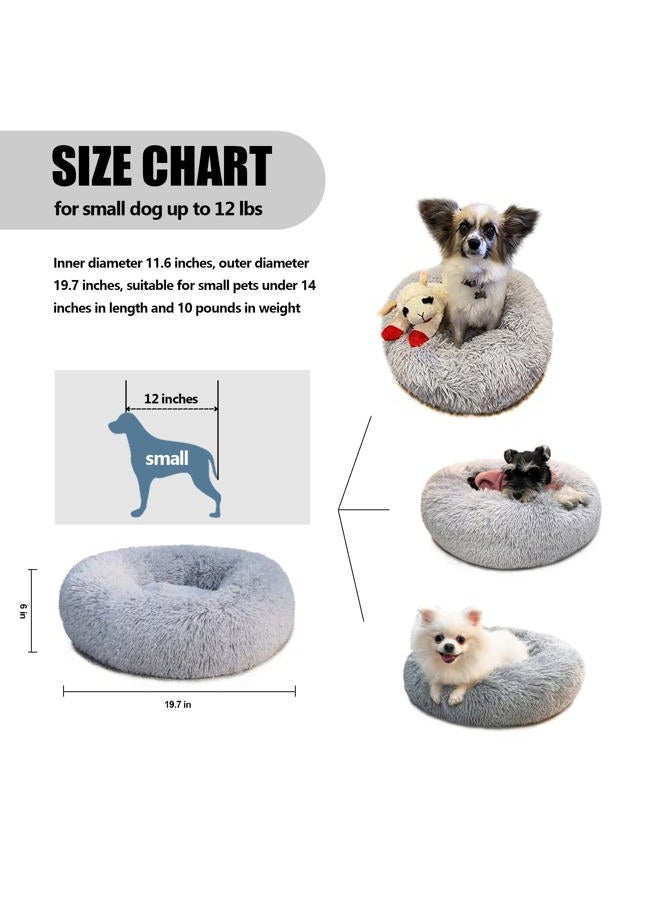 nononfish Dog Bed for Small Dogs，Gray Cute Plush Dog Bed ，19 inches Anti Anxiety Puppy Bed Washable，Machine Washable Fits up to 15 lbs Pets Beds for Small Dog.  - Image 5