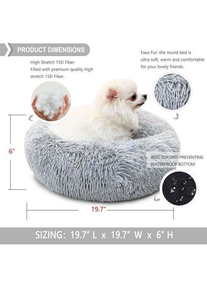 nononfish Dog Bed for Small Dogs，Gray Cute Plush Dog Bed ，19 inches Anti Anxiety Puppy Bed Washable，Machine Washable Fits up to 15 lbs Pets Beds for Small Dog.  - Image 4
