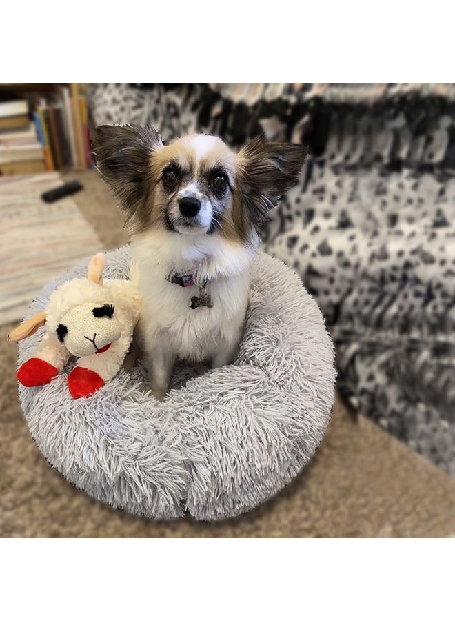 nononfish Dog Bed for Small Dogs，Gray Cute Plush Dog Bed ，19 inches Anti Anxiety Puppy Bed Washable，Machine Washable Fits up to 15 lbs Pets Beds for Small Dog.  - Image 3