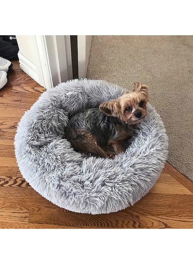 Dog Bed for Small Dogs,Gray Cute Plush Dog Bed ,19 inches Anti Anxiety Puppy Bed Washable,Machine Washable Fits up to 15 lbs Pets Beds for Small Dog.