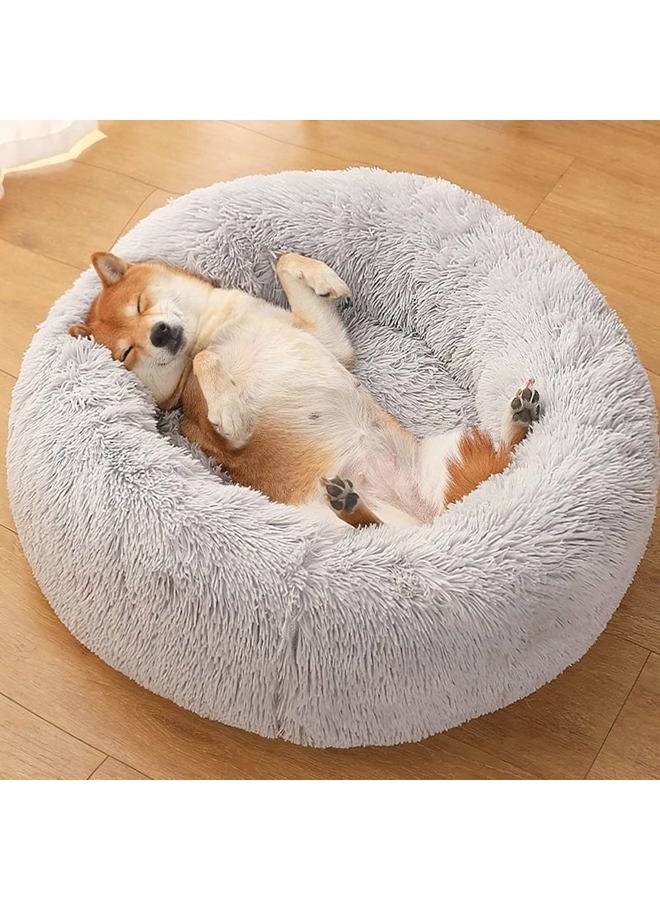 nononfish Dog Bed for Small Dogs，Gray Cute Plush Dog Bed ，19 inches Anti Anxiety Puppy Bed Washable，Machine Washable Fits up to 15 lbs Pets Beds for Small Dog.  - Image 2