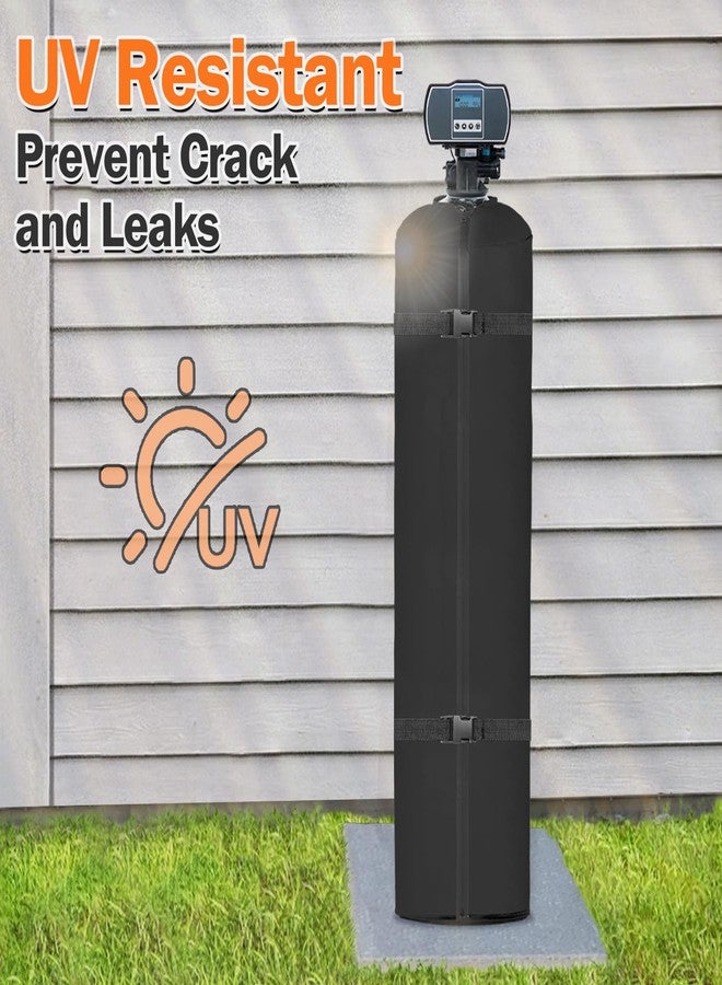 SUNICO Water Softener Cover Outdoor, 3 Layers Insulation Water Softener Tank Jacket, Heavy Duty Outdoor Insulated Water Softener Tank Cover, Water Softener Covers for Outside Units, 9''D x 48''H- Black - Image 5
