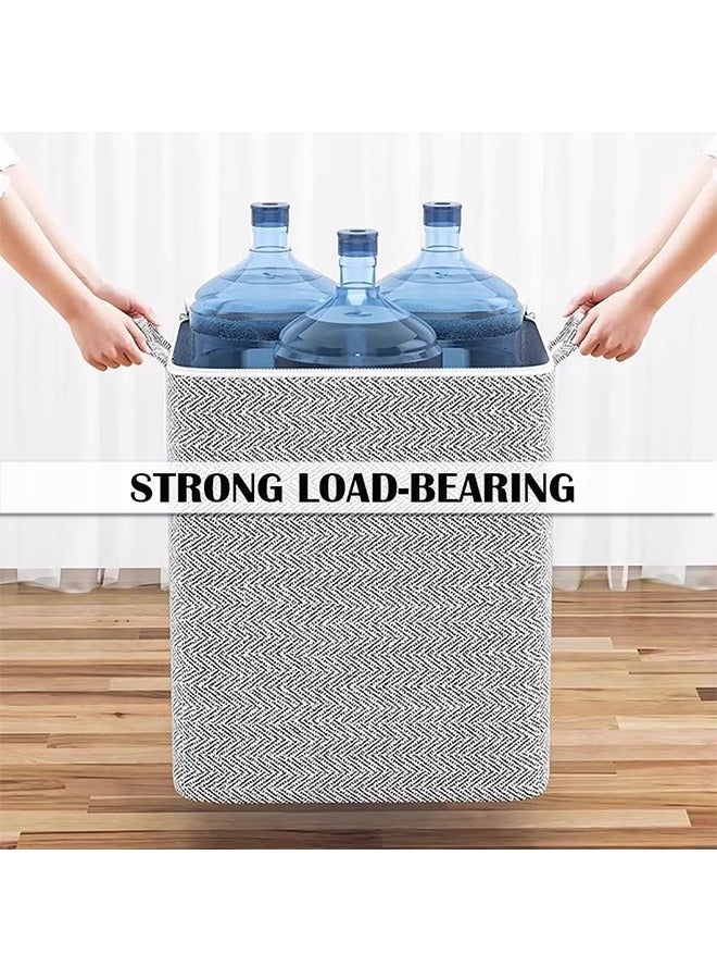 JCB CHIC صناديق تخزين من القماش، 2 قطعة حقائب تخزين غير منسوجة قابلة للطي مع سحاب ومقابض لمفارش بطانية الملابس، صندوق تخزين ملابس قابل للغسل بسعة كبيرة لخزانة الملابس (150 لتر) - Image 5