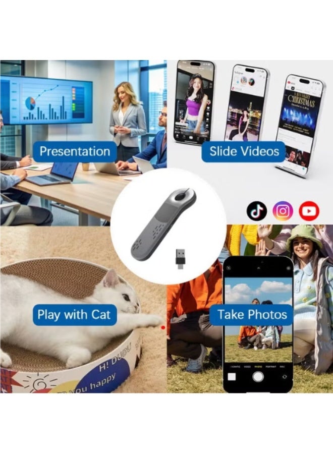 TP-BRIDGE Wireless Presentation Remote with Air Mouse & Laser Pointer | USB PowerPoint Clicker for PC, Laptop & Mac | PPT Slide Controller with Hyperlink & Volume Control - Image 3