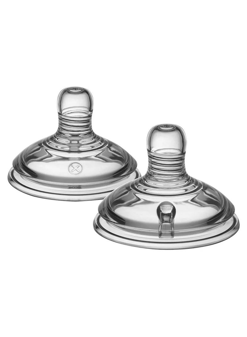 Tommee Tippee UK Closer To Nature Teats Vari Flow, BPA Free, Phthalate free - 0M+, Silicone, 2-Pack Clear Nipples - Image 1