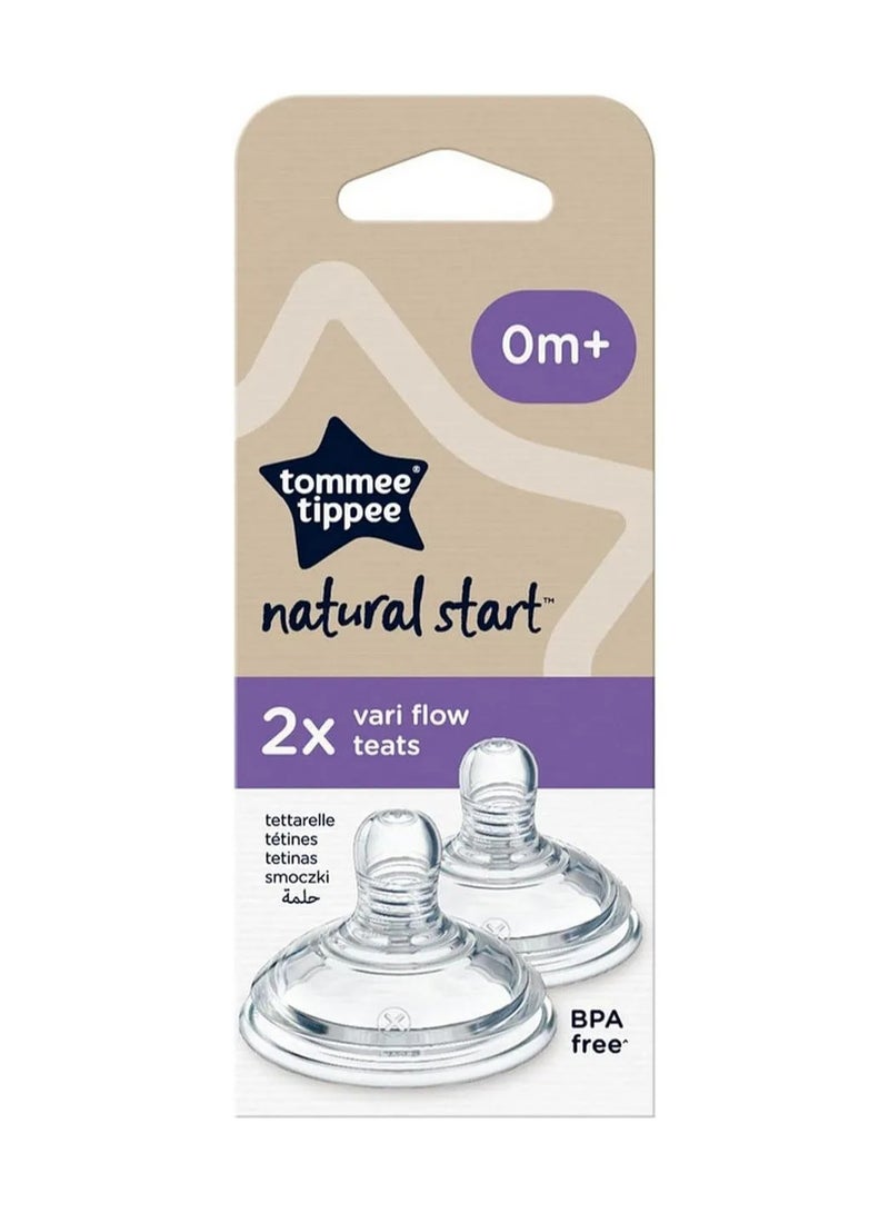 Tommee Tippee UK Closer To Nature Teats Vari Flow, BPA Free, Phthalate free - 0M+, Silicone, 2-Pack Clear Nipples - Image 2
