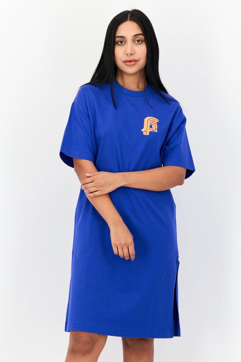 ESPRIT فستان ميدي بطباعة جرافيك للنساء، أزرق - Image 1