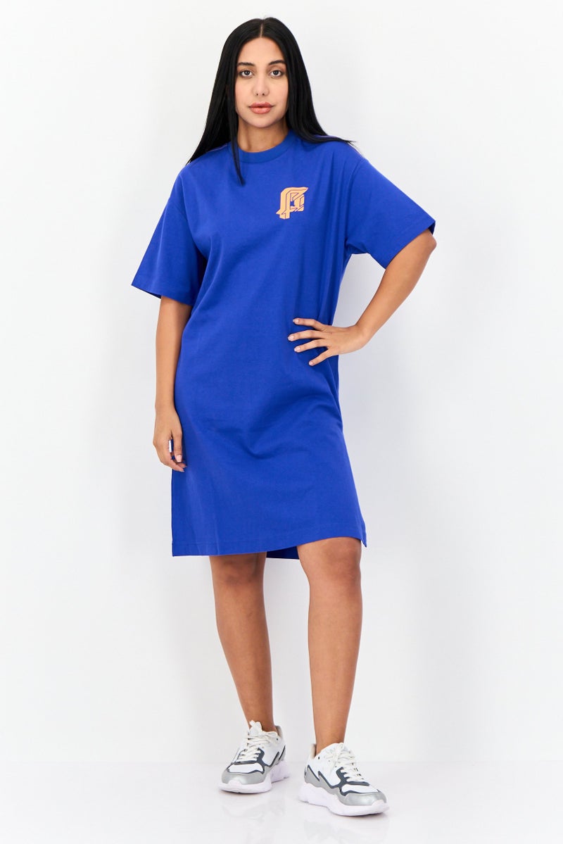 ESPRIT فستان ميدي بطباعة جرافيك للنساء، أزرق - Image 3