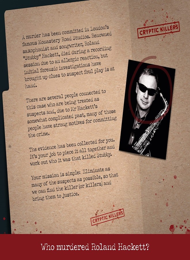 Cryptic Killers Unsolved Murder Mystery Game - Cold Case File Investigation - Detective Clues/Evidence - Solve The Crime - Individuals, Date Nights & Party Groups - Murder of a Musician - Image 2