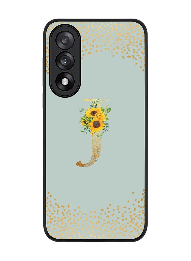Stylizedd For OnePlus Nord 5 / Ace 5 Ultra Case,Slim fit Camera Protection, Shockproof Thin Phone cover  - Custom Floral Monogram - J  (Light Grey )