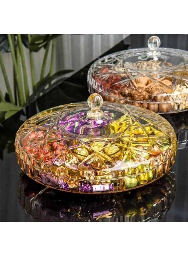 Divided snack plate with lid. Practical and elegant design for storing and serving nuts, sweets, snacks and dried fruits. Ideal for hosting and organization. - Image 2