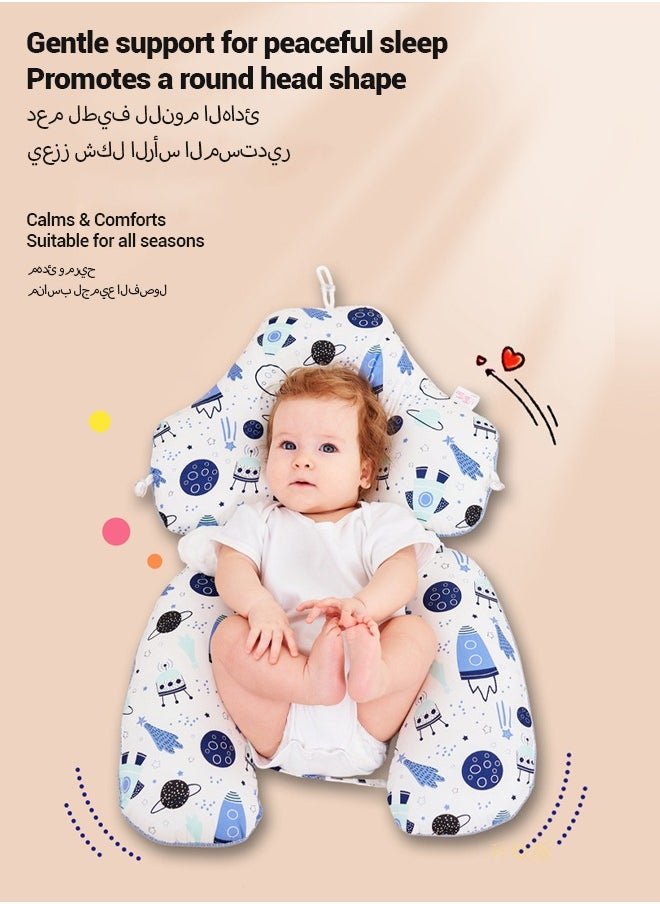spa luxetique - Baby Head Shaping Pillow, Baby's Head Shaping Pillow, Babies and Toddler Bedding, Neck Support Baby Memory Foam Pillow , Adjustable Height, With 2 Removable Fixing Posts - Image 1