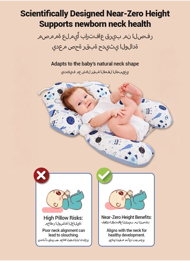 spa luxetique - Baby Head Shaping Pillow, Baby's Head Shaping Pillow, Babies and Toddler Bedding, Neck Support Baby Memory Foam Pillow , Adjustable Height, With 2 Removable Fixing Posts - Image 1